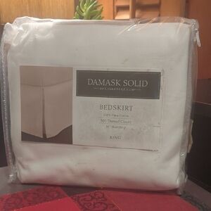 Charter Club Damask Solid Bedskirt King Pima Cotton White 500 TC NEW NIP NICE